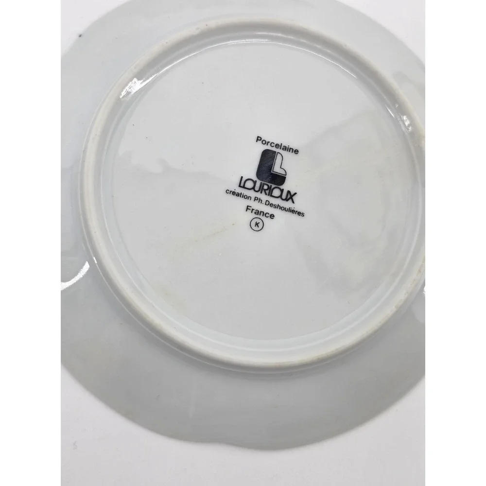 Lourioux Ph Deshoulieres France Porcelain Appetizer Plates Set of 6 Wine Cheese